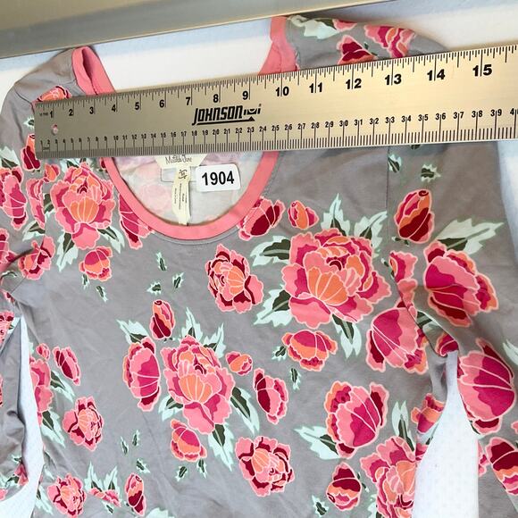 Matilda Jane Women Dress size M Floral Pink & Gray 3/4 Sleeve Knee Length A-line - Picture 2 of 9